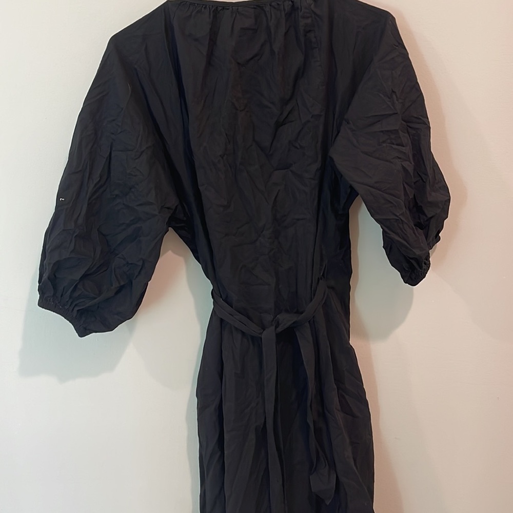 Modern Citizen Black Wrap Dress with Puff Sleeves - Picture 3 of 6